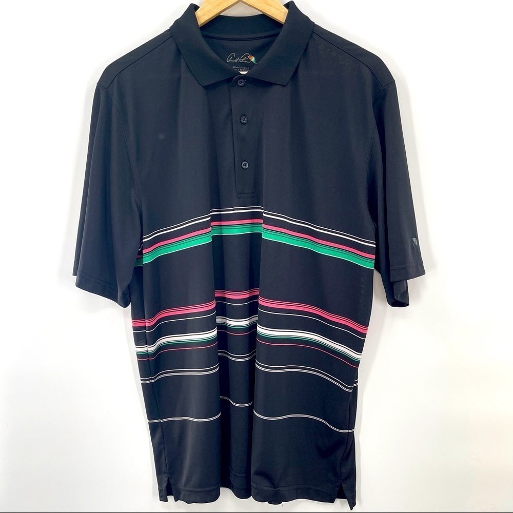 Arnold Palmer Black Stripped Golf Polo Size L